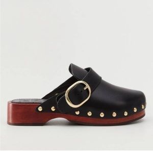 Mango Leather Clogs Black 39